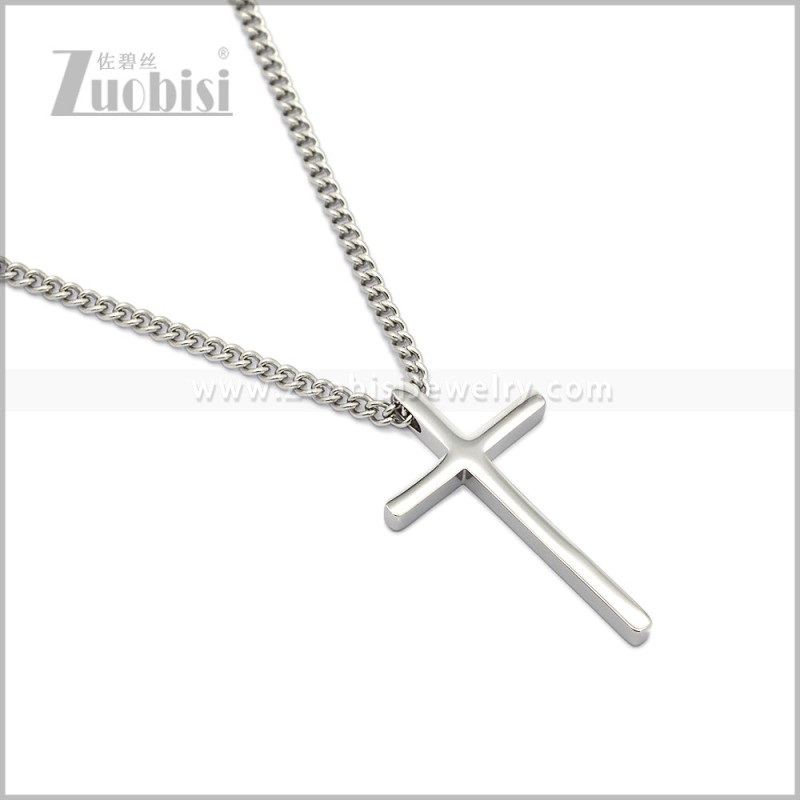 Stainless Steel Cross Pendant Necklace n003729S