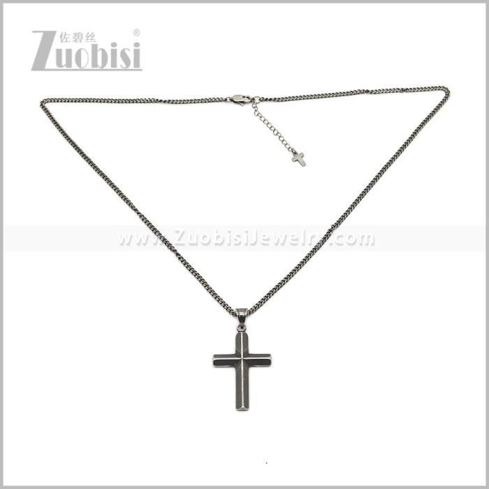 Stainless Steel Cross Necklace for Men n003728S2