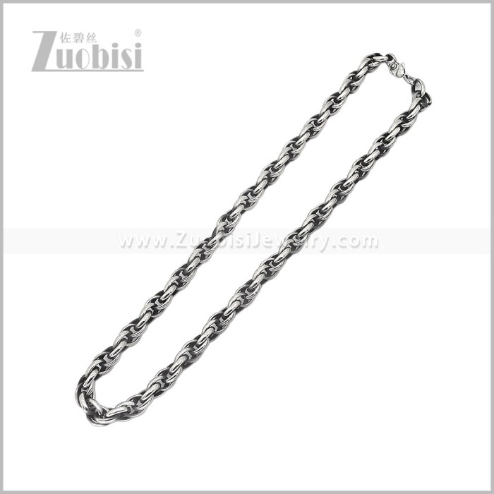 Oxidized Black Stainless Steel Necklace n003737S
