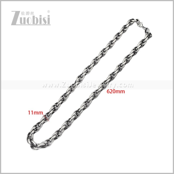 Oxidized Black Stainless Steel Necklace n003737S