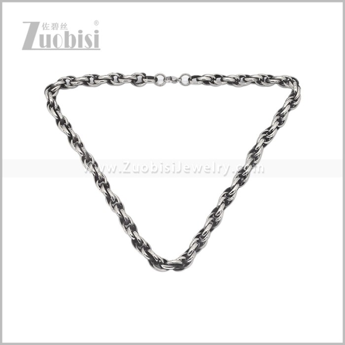Oxidized Black Stainless Steel Necklace n003737S