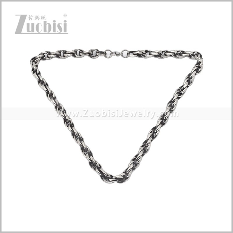Oxidized Black Stainless Steel Necklace n003737S