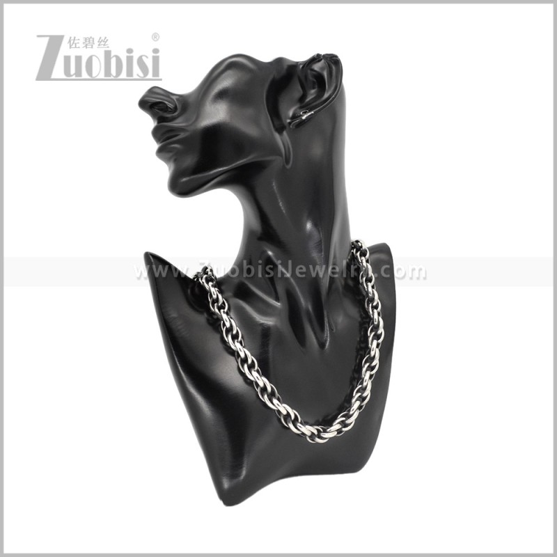 Oxidized Black Stainless Steel Necklace n003737S