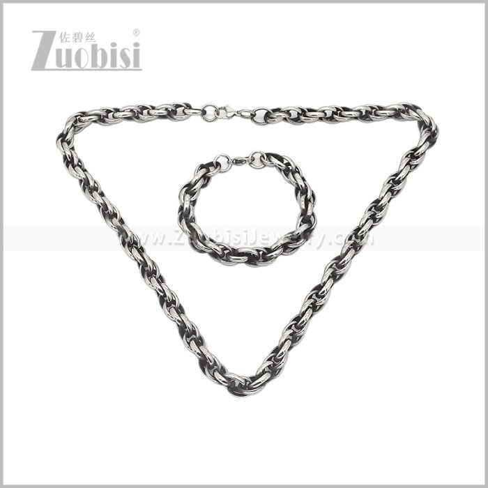 Oxidized Black Stainless Steel Necklace n003737S