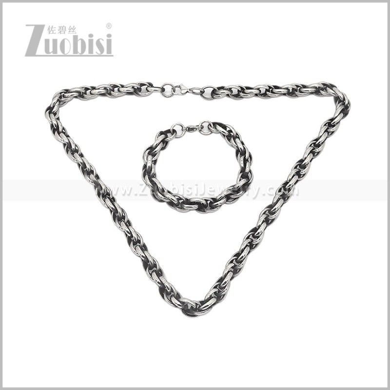 Stainless Steel Necklace and Bracelet Set s003156S