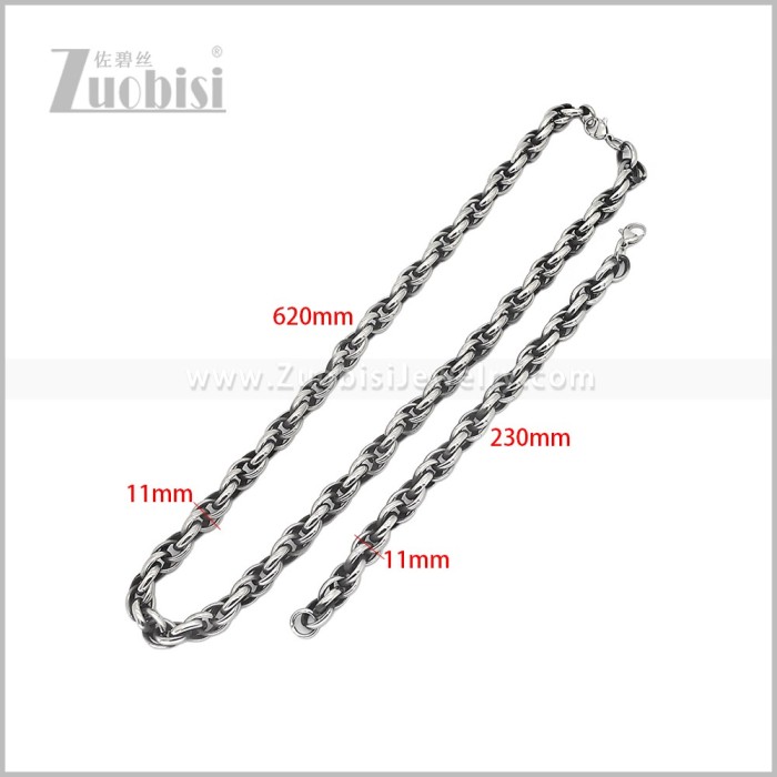 Stainless Steel Necklace and Bracelet Set s003156S