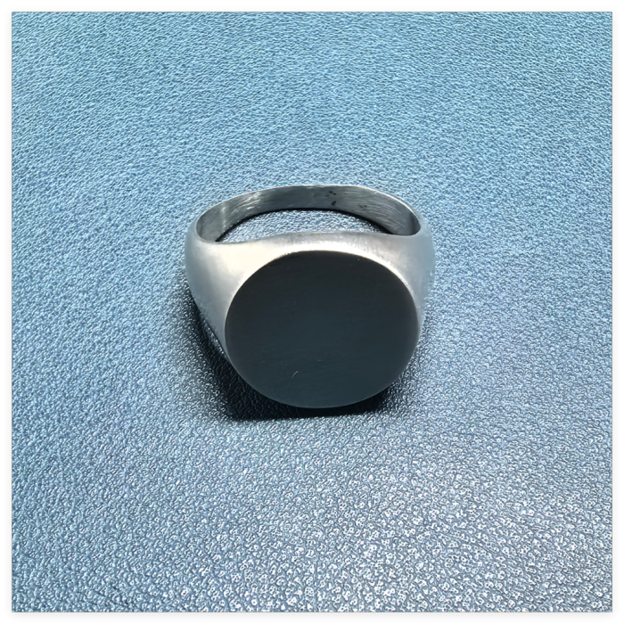 Round Big Stainless Steel Solid Blank Signet Ring r004701S