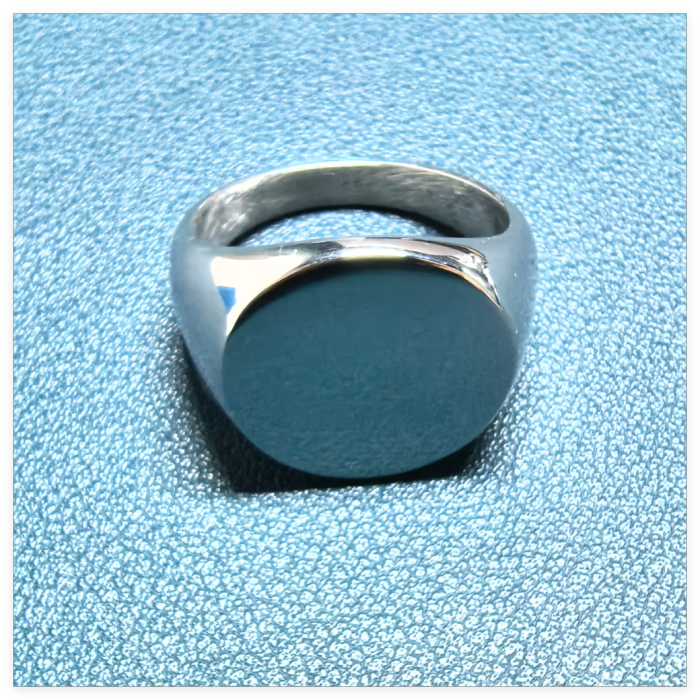 Round Big Stainless Steel Solid Blank Signet Ring r004701S