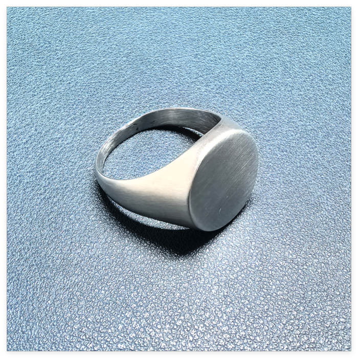 Round Big Stainless Steel Solid Blank Signet Ring r004701S