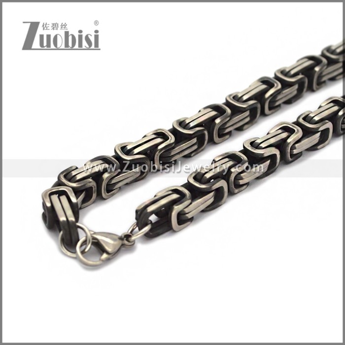 7MM Matte Silver Stainless Steel Byzantine Chain n003679M7