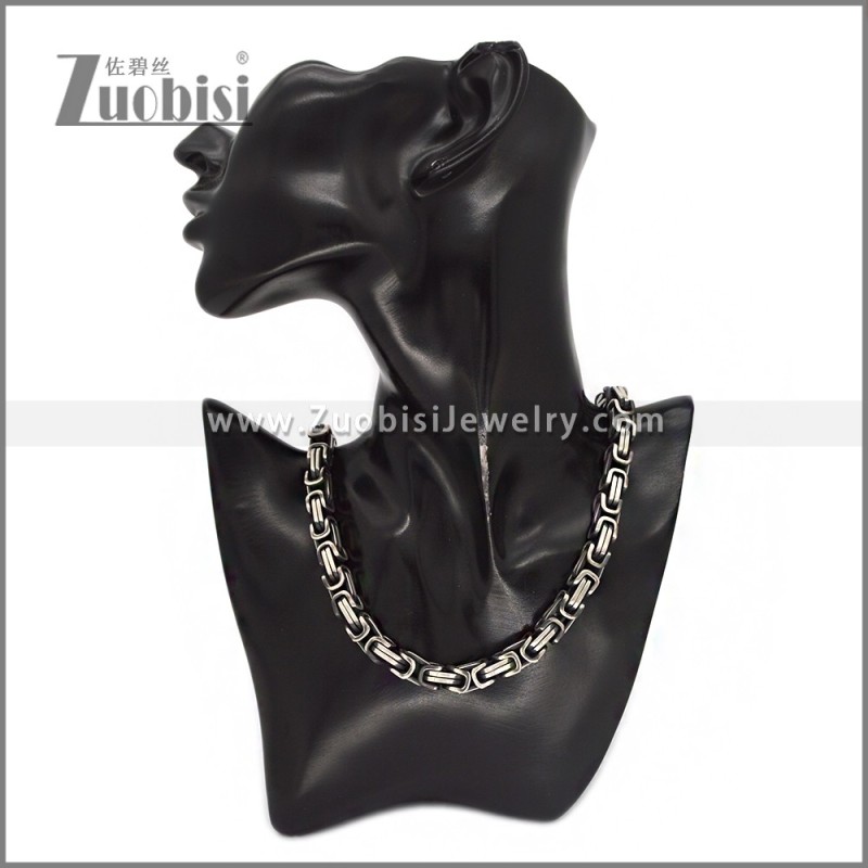 7MM Matte Silver Stainless Steel Byzantine Chain n003679M7