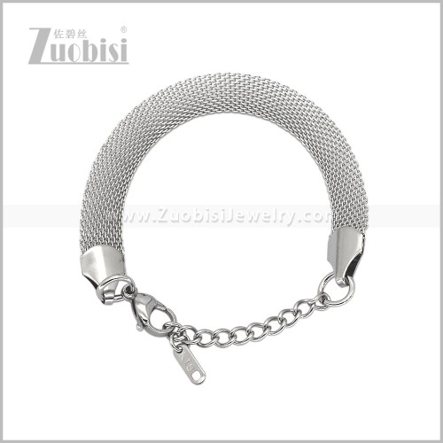 10MM Wide Silver Stainless Steel Mesh Snake Chain Bracelet b011328S