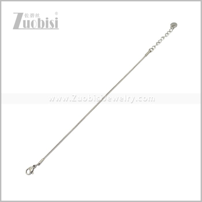 1MM Silver Stainless Steel Snake Chain Bracelet for Girls b011325S1