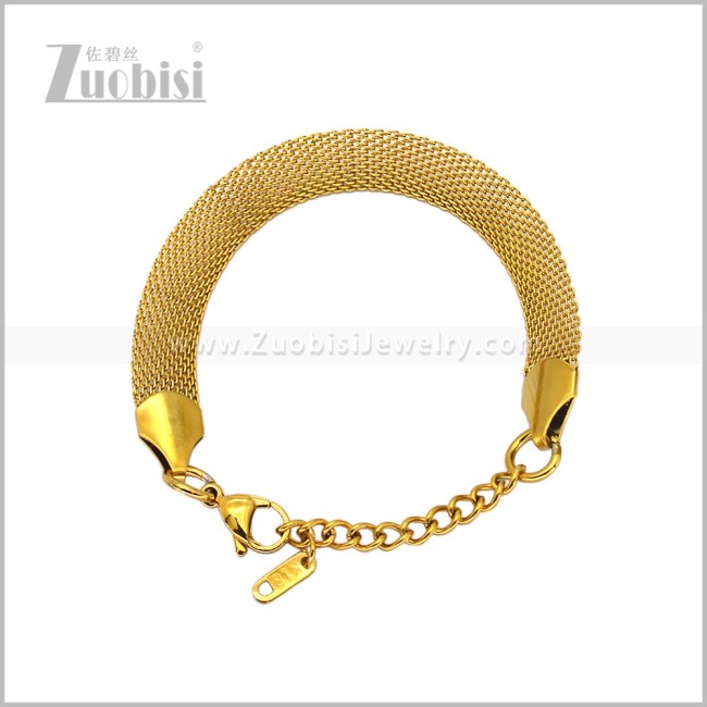1CM Wide 18K Gold Plated Stainless Steel Mesh Snake Chain Bracelet b011328G