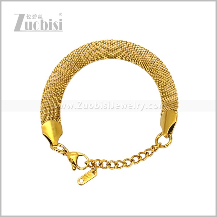 1CM Wide 18K Gold Plated Stainless Steel Mesh Snake Chain Bracelet b011328G