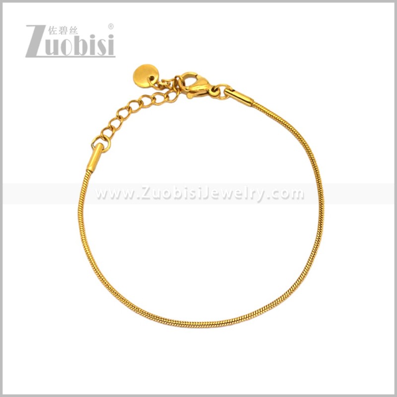 1mm 18K Gold Plated Stainless Steel Snake Chain Bracelet for Ladies b011325G1