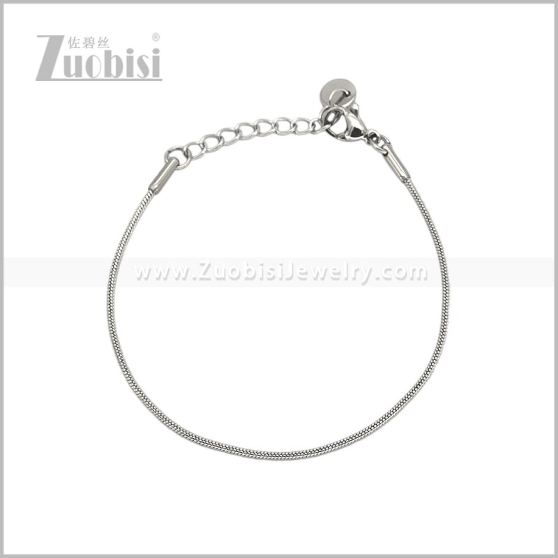 1MM Silver Stainless Steel Snake Chain Bracelet for Girls b011325S1