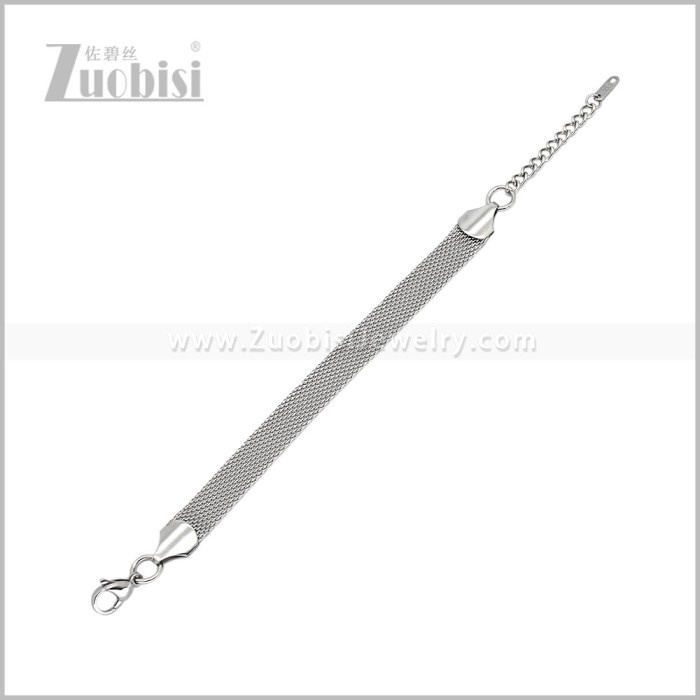 10MM Wide Silver Stainless Steel Mesh Snake Chain Bracelet b011328S