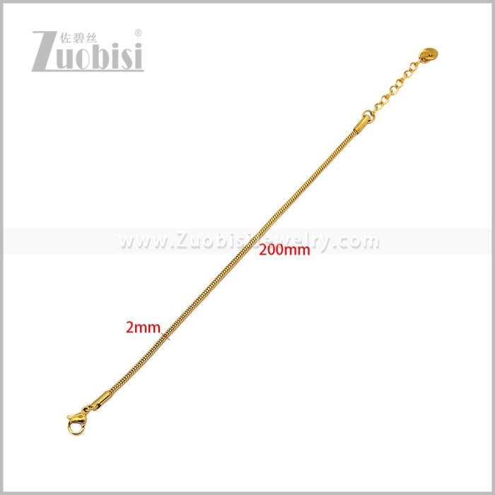 0.20CM Golden Stainless Steel Snake Chain Bracelet for Unisex b011325G2