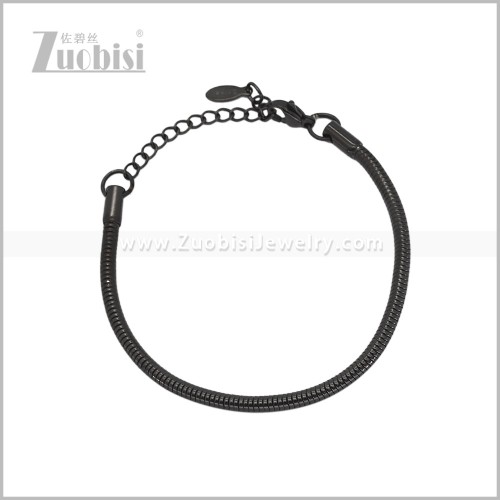3MM Black Stainless Steel Snake Chain Bracelet b011325H