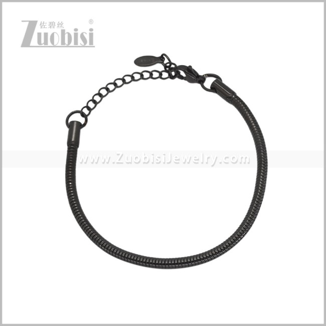 3MM Black Stainless Steel Snake Chain Bracelet b011325H