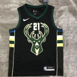 Milwaukee Bucks 雄鹿队 V领 黑色大鹿头 21号 霍勒迪