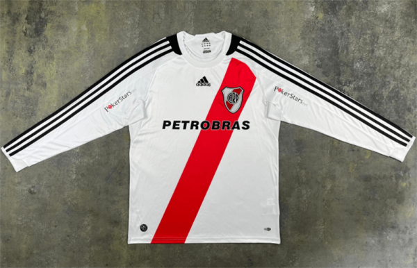 Long sleeve 09-10 CA River Plate home Retro Jersey Thailand Quality