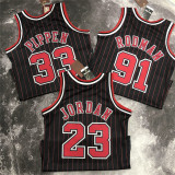 Chicago Bulls SW公牛队96赛季黑条纹33号 皮蓬