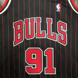 Chicago Bulls SW公牛队96赛季黑条纹91号 罗德曼