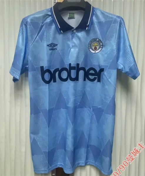 89-90 Manchester City home Retro Jersey Thailand Quality