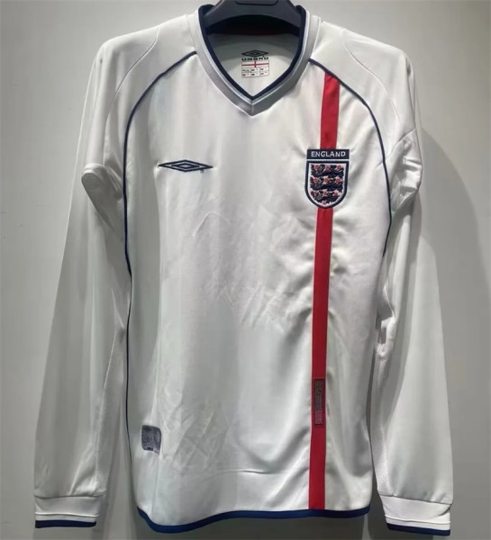 Long sleeve 2002 England home Retro Jersey Thailand Quality