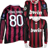 Long sleeve 09-10 AC Milan home (RONALDINHO  80#) Retro Jersey Thailand Quality