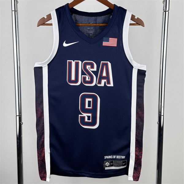 The United States team at the 24th Olympic Games 24年奥运会 美国队 藏蓝色 9号 哈利伯顿