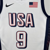 The United States team at the 24th Olympic Games  24年奥运会 美国队 白色 9号 哈利伯顿