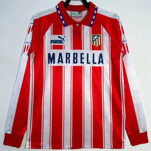 Long sleeve 94-95 Atletico Madrid home Retro Jersey Thailand Quality