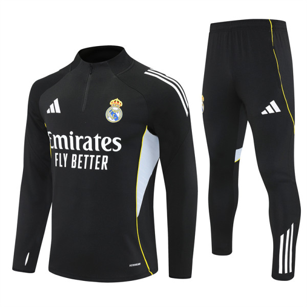25-26 Real Madrid (black) Adult Sweater tracksuit set