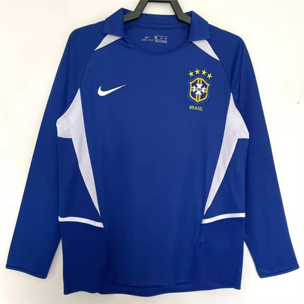 Long sleeve 2002 Brazil Away Retro Jersey Thailand Quality