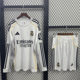 Long sleeve 25-26 Real Madrid home Set.Jersey & Short High Quality