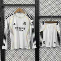 Long sleeve Kids kit 25-26 Real Madrid home Thailand Quality