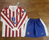 Long sleeve 25-26 Atletico Madrid home Set.Jersey & Short High Quality