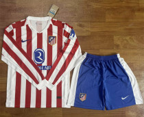 Long sleeve 25-26 Atletico Madrid home Set.Jersey & Short High Quality