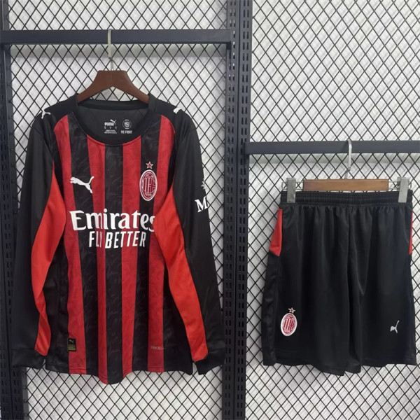 Long sleeve 25-26 AC Milan home Set.Jersey & Short High Quality