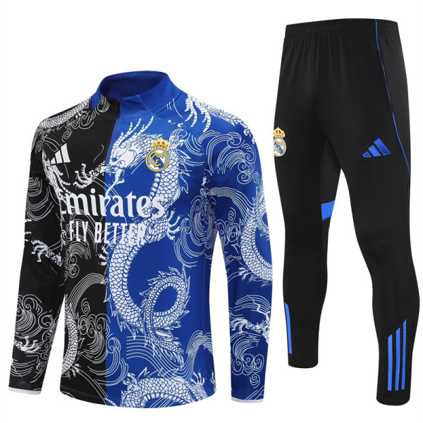 25-26 Real Madrid (black-blue) Adult Sweater tracksuit set