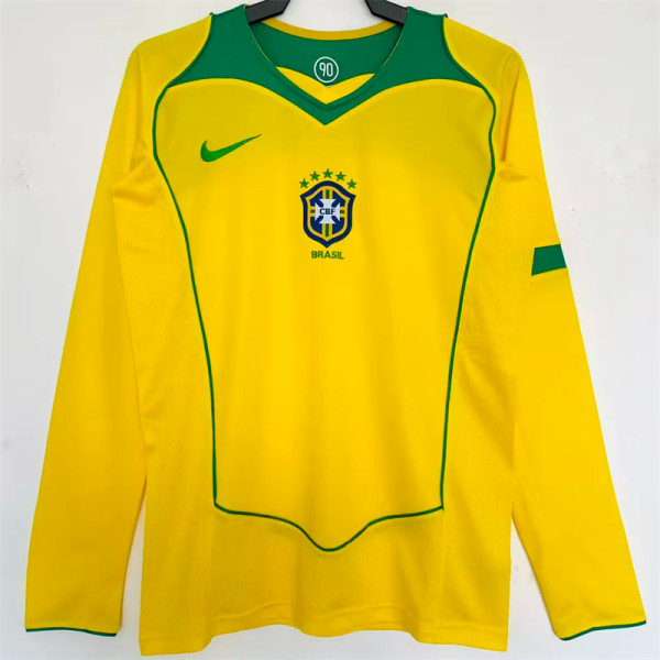 Long sleeve 2004 Brazil home Retro Jersey Thailand Quality