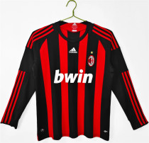 Long sleeve 08-09 AC Milan home Retro Jersey Thailand Quality