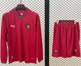 Long sleeve 2026 Portugal home Adult Jersey & Short Set Quality