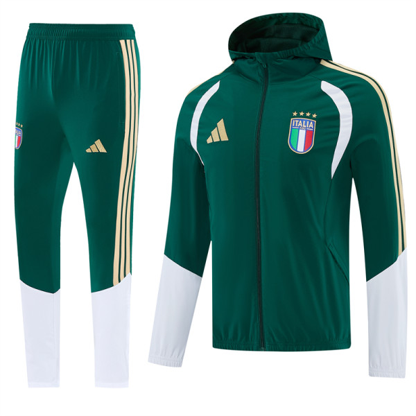 2026 Italy (green) hooded Windbreaker Soccer Jacket suit