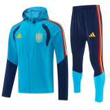 2026 Spain (lake blue) hooded Windbreaker Soccer Jacket suit