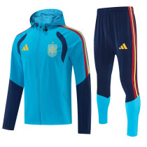 2026 Spain (lake blue) hooded Windbreaker Soccer Jacket suit