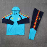 2026 Spain (lake blue) hooded Windbreaker Soccer Jacket suit